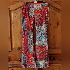 Free People Penny Paisley Corduroy Flare Pants Women size 30